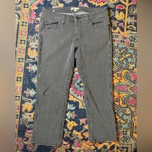 CAbi Jeans Railroad Stripe Straight Cropped Jeans